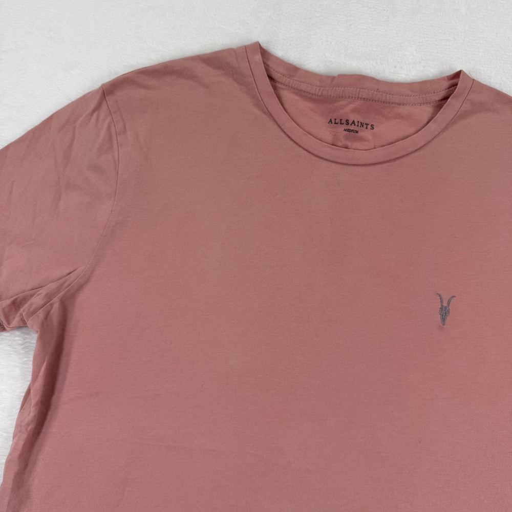AllSaints Brace Tonic Crew T-Shirt Mens Medium Dusty Rose Pink Ramskull MD131G